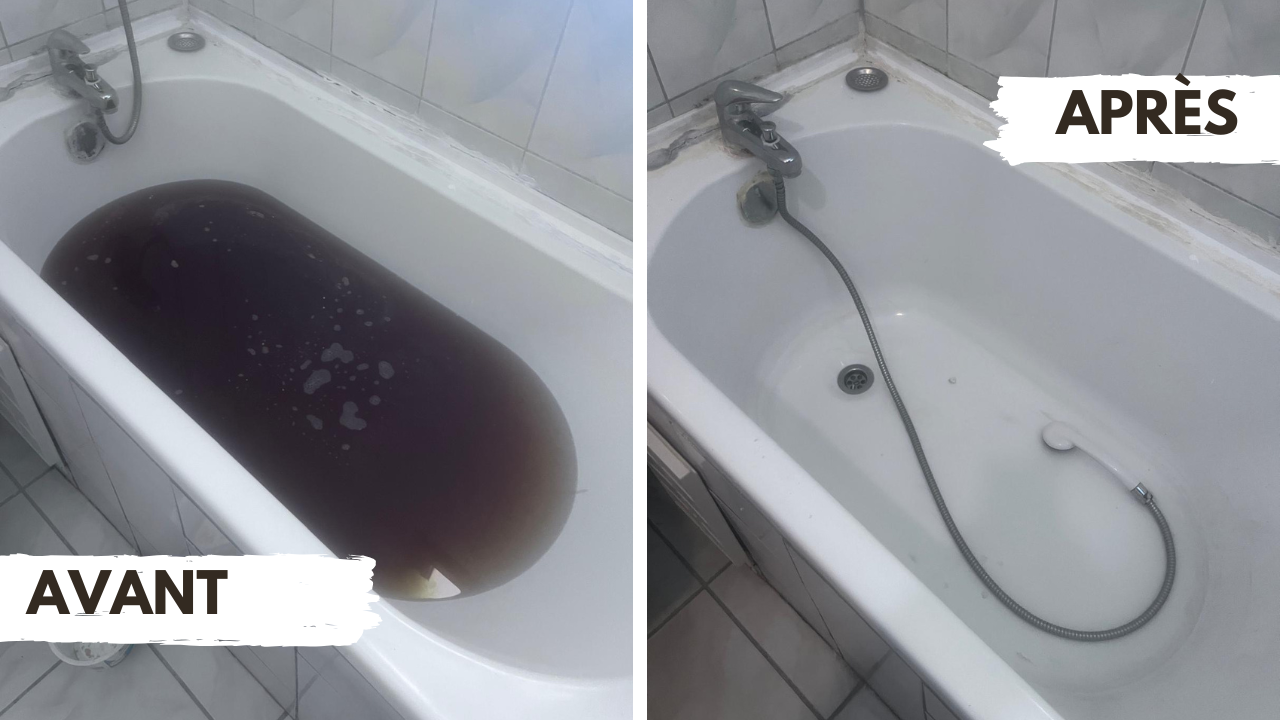 Débouchage d'une baignoire suite à un refoulement à Noisy-le-Sec